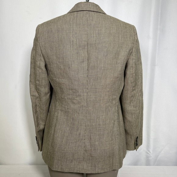 Lauren Ralph Lauren Petite Tan Houndstooth Linen Wool Blazer Jacket Women's 6P - Picture 10 of 14